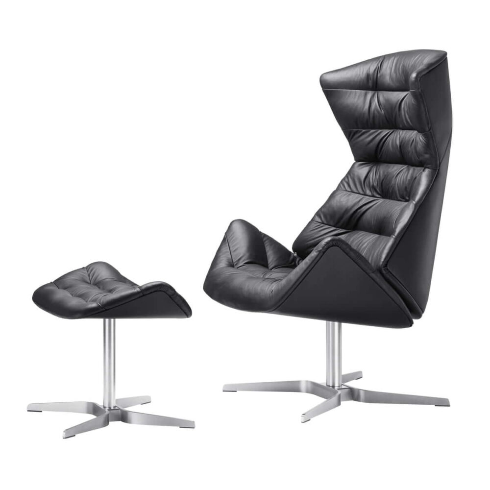 Thonet 808 Lounge Sessel Gestell Edelstahl Nappaleder 500 Schwarz Mit Gratis 808 Hocker